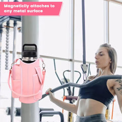 Magnetic Gym Bag Water Bottle Carrier Holder with Adjustable Shoulder Strap