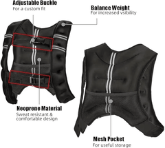 Weighted Vest for Men Women, 12 -30 Lbs Weights Included